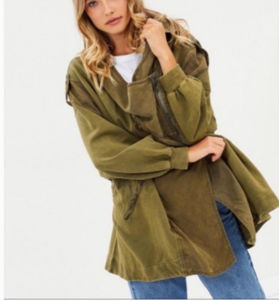 Free People Hooded Jacket in Military Green